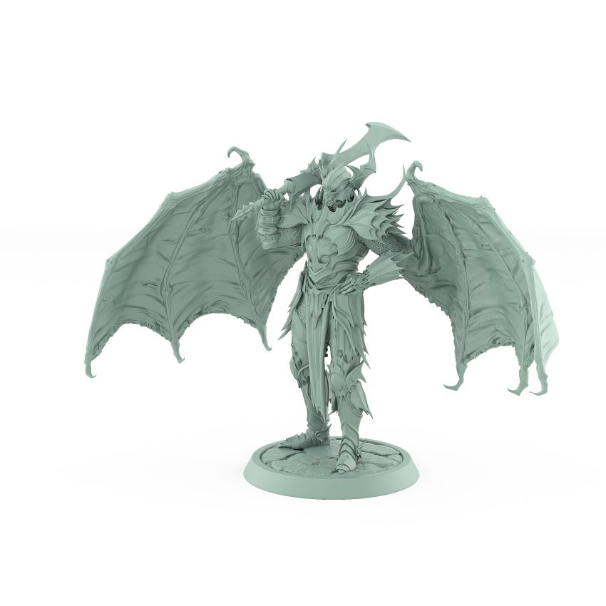 vampire miniature noble with bat wings horned helmet and gothic armor