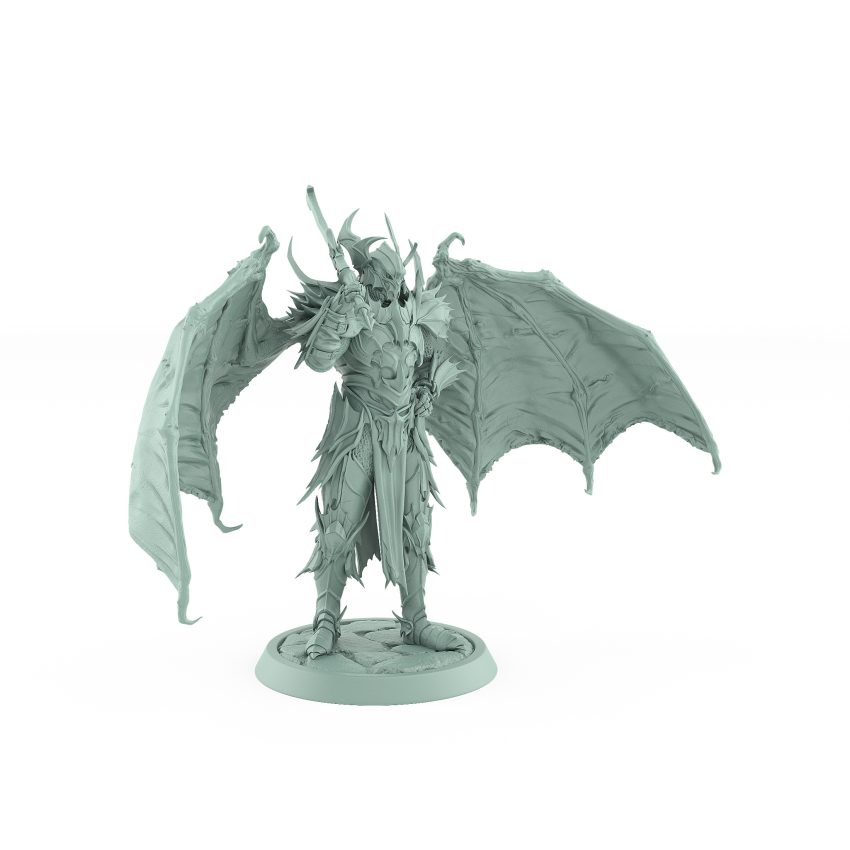 vampire miniature noble with bat wings horned helmet and gothic armor
