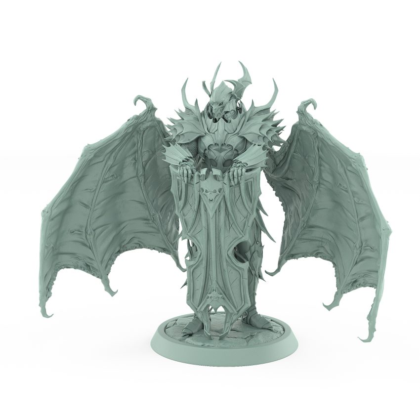 vampire miniature knight with bat wings and shield gothic undead paladin