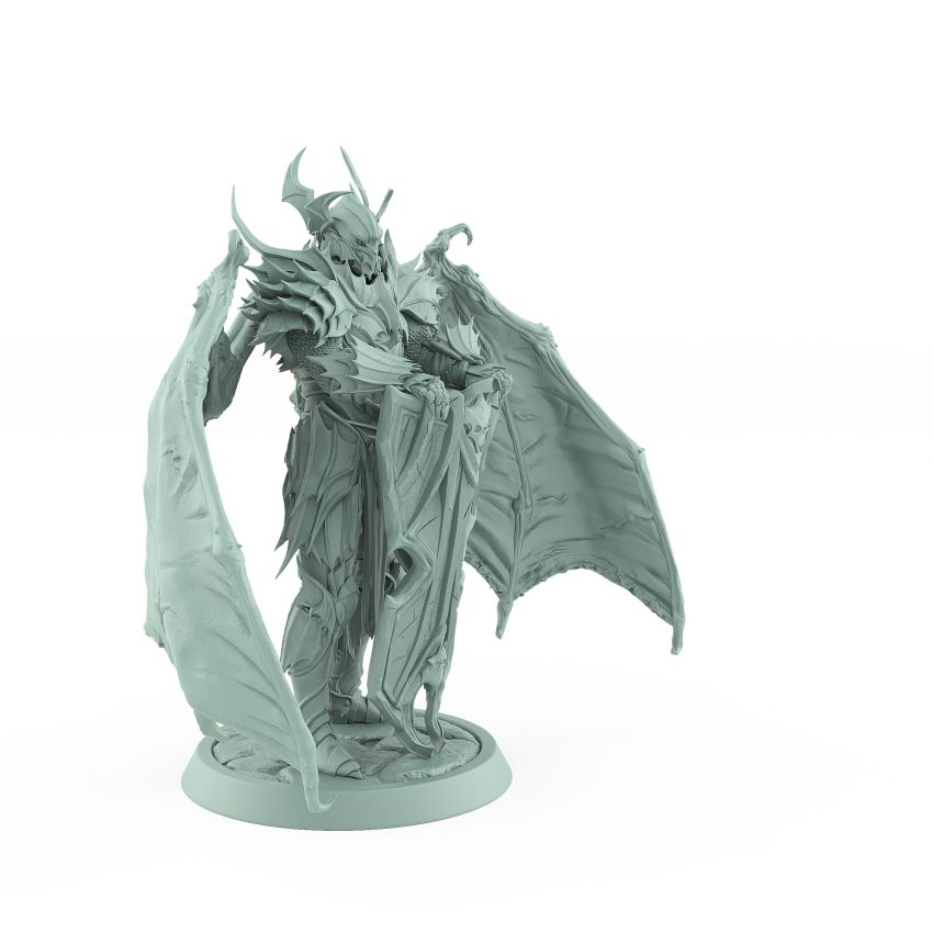 vampire miniature knight with bat wings and shield gothic undead paladin
