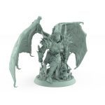 winged vampire knight miniature kneeling with axe and outstretched bat wings