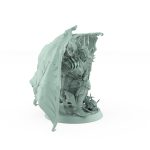 vampire knight miniature with bat wings horned helmet and battle axe kneeling in gothic armor