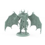 vampire miniature in horned helm with wings shield and axe standing in gothic armor