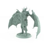vampire miniature in horned helm with wings shield and axe standing in gothic armor
