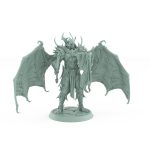 vampire miniature in horned helm with wings shield and axe standing in gothic armor