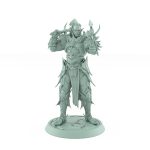 vampire miniature unhelmeted with axe resting on shoulders in gothic armor standing on stone base