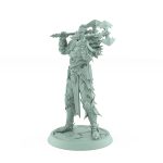 vampire miniature unhelmeted with axe resting on shoulders in gothic armor standing on stone base