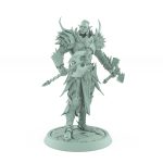 vampire miniature unhelmeted with twin axes standing in spiked gothic armor on stone base