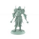 unhelmeted vampire miniature with twin spiked spears in gothic armor standing on stone base