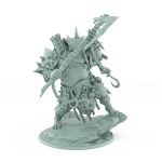 grotesque vampire brute miniature wielding glaive and hook standing on broken rocky base covered in chains bones and spikes