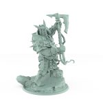 grotesque vampire brute miniature wielding glaive and hook standing on broken rocky base covered in chains bones and spikes