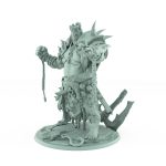 hulking vampire brute miniature holding whip with sheathed weapons chains and skulls hanging from armor standing on cracked stone base