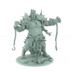 hulking vampire brute miniature holding whip with sheathed weapons chains and skulls hanging from armor standing on cracked stone base