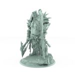 hulking vampire brute miniature standing with glaive resting and chains hooks and armor detail in gothic undead style on rocky base