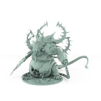 gargantuan demon with horns bloated belly and barbed tail plague of rouswarm fantasy miniature