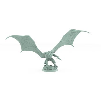 crouched vampire miniature with bat wings extended and claws ready to strike from gothic stone base
