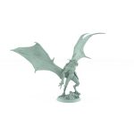 standing vampire monster miniature with large outstretched bat wings poised on rocky gothic base in watchful stance