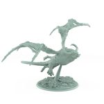 terrifying flying dragonspawn miniature with torn wings and corrupted scaled body on rocky base