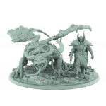 terrifying flying dragonspawn miniature with torn wings and corrupted scaled body on rocky base