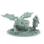 terrifying flying dragonspawn miniature with torn wings and corrupted scaled body on rocky base