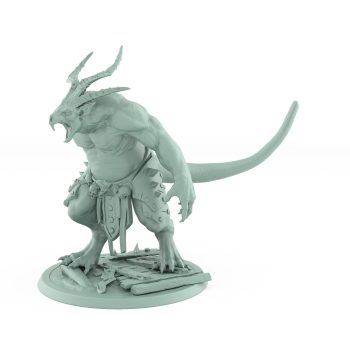 large horned rat ogre mutant with spiked armor plague of rouswarm fantasy miniature