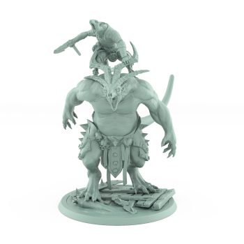 large rat ogre carrying axe wielding rat warrior plague of rouswarm fantasy miniature