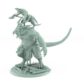 large rat ogre carrying axe wielding rat warrior plague of rouswarm fantasy miniature
