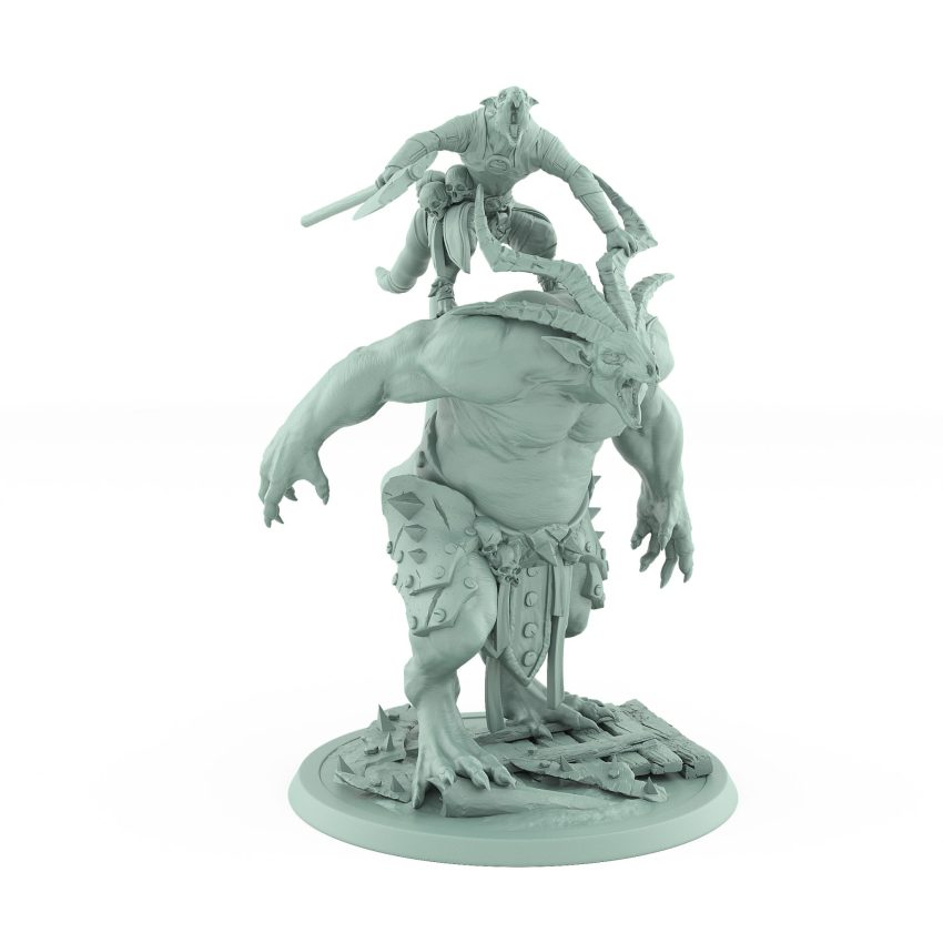 large rat ogre carrying axe wielding rat warrior plague of rouswarm fantasy miniature