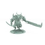 large horned rat mutant with jagged cleaver and spiked armor plague of rouswarm fantasy miniature