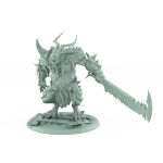 large horned rat mutant with jagged cleaver and spiked armor plague of rouswarm fantasy miniature