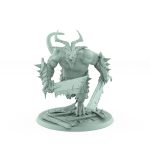 horned rat ogre charging forward with cleaver plague of rouswarm fantasy miniature