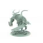 horned rat ogre charging forward with cleaver plague of rouswarm fantasy miniature