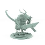 horned rat ogre charging forward with cleaver plague of rouswarm fantasy miniature