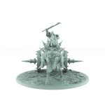 vampire war chariot miniature pulled by undead beast with spiked armor vampire rider with raised sword on gothic terrain base