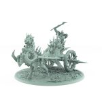 vampire war chariot miniature pulled by undead beast with spiked armor vampire rider with raised sword on gothic terrain base