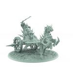 vampire war chariot miniature pulled by undead beast with spiked armor vampire rider with raised sword on gothic terrain base