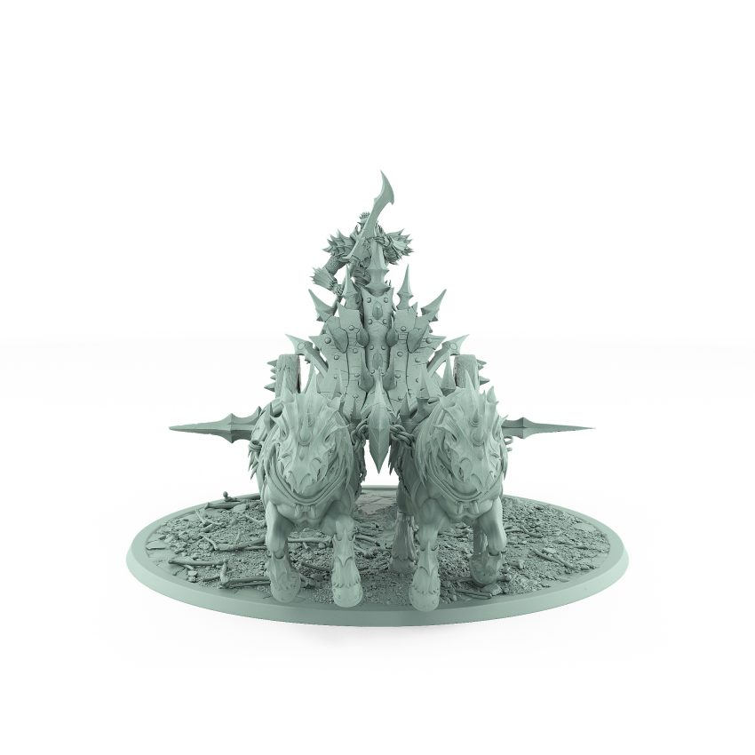 vampire chariot with dual undead steeds spiked armor vampire spear wielder gothic death charge model for fantasy tabletop