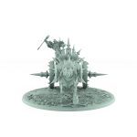 vampire chariot miniature with single undead horse armored vampire holding axe on spiked gothic platform with bone-strewn terrain base