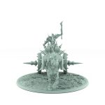 vampire chariot miniature with single undead horse armored vampire holding axe on spiked gothic platform with bone-strewn terrain base
