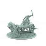 vampire chariot miniature with single undead horse armored vampire holding axe on spiked gothic platform with bone-strewn terrain base