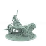 vampire chariot miniature with single undead horse armored vampire holding axe on spiked gothic platform with bone-strewn terrain base
