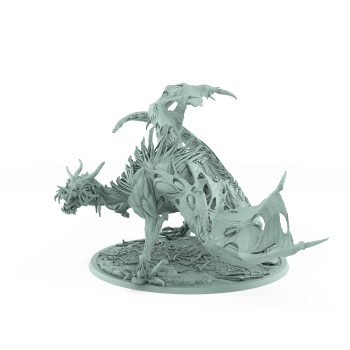 undead vampire drake model with torn wings skeletal frame exposed flesh and snarling face fantasy monster miniature with dark magic aura