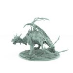 vampire chariot miniature with single undead horse armored vampire holding axe on spiked gothic platform with bone-strewn terrain base