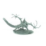vampire chariot miniature with single undead horse armored vampire holding axe on spiked gothic platform with bone-strewn terrain base