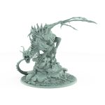 skinless undead drake perched on ruined stone wall with exposed muscles sharp claws and bone ridges vampire guardian dragon fantasy miniature