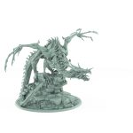 skinless undead drake perched on ruined stone wall with exposed muscles sharp claws and bone ridges vampire guardian dragon fantasy miniature