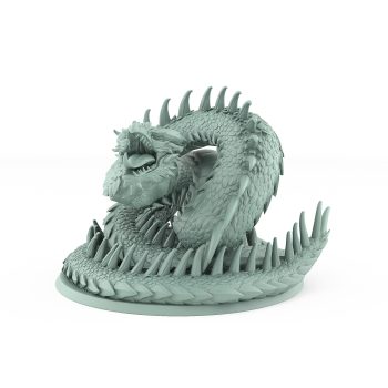 coiled undead serpent with blade spikes snarling mouth and armored scales from vampire army gothic fantasy monster miniature