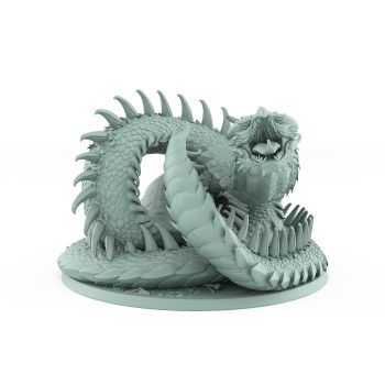 snarling vampire serpent coiled tightly with scales barbs and massive fangs undead gothic horror monster mini