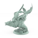 werewolf leaping mid-attack with snarling face leather armor and trailing cloak from dark vampire fantasy miniature line