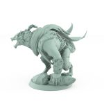 snarling werewolf in mid leap with cloak and armored limbs lunging over stone from vampire army fantasy miniature